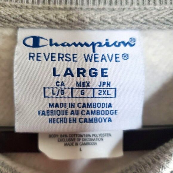 Champion Womens Sweatshirt Grey L Cropped Oversized Reverse Weave Crew Neck - Picture 3 of 7